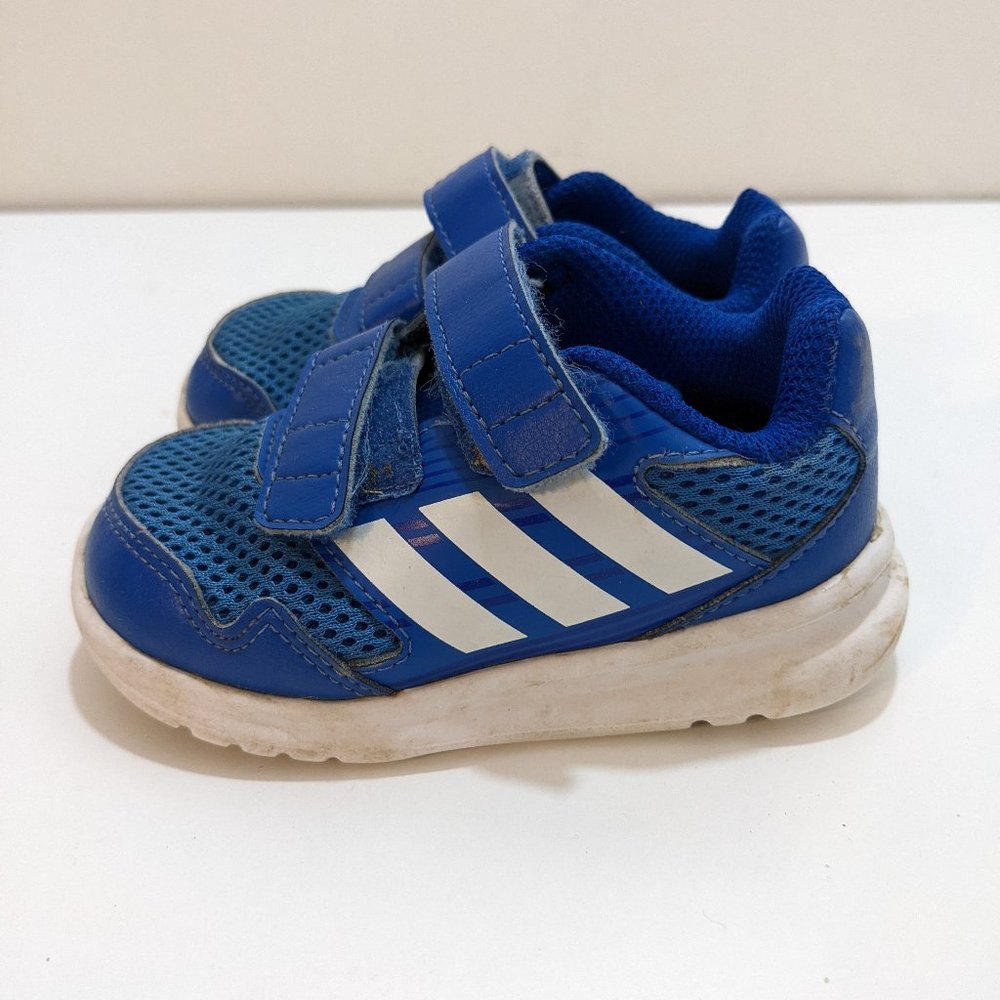 Blue Adidas White Stripe Shoes Size 6K